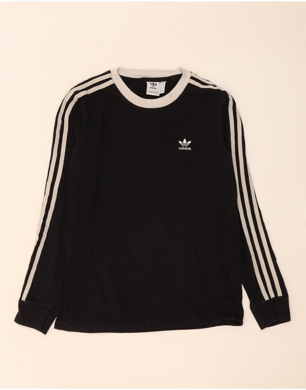 Adidas Womens Top Long Sleeve UK 10 Small Black Cotton