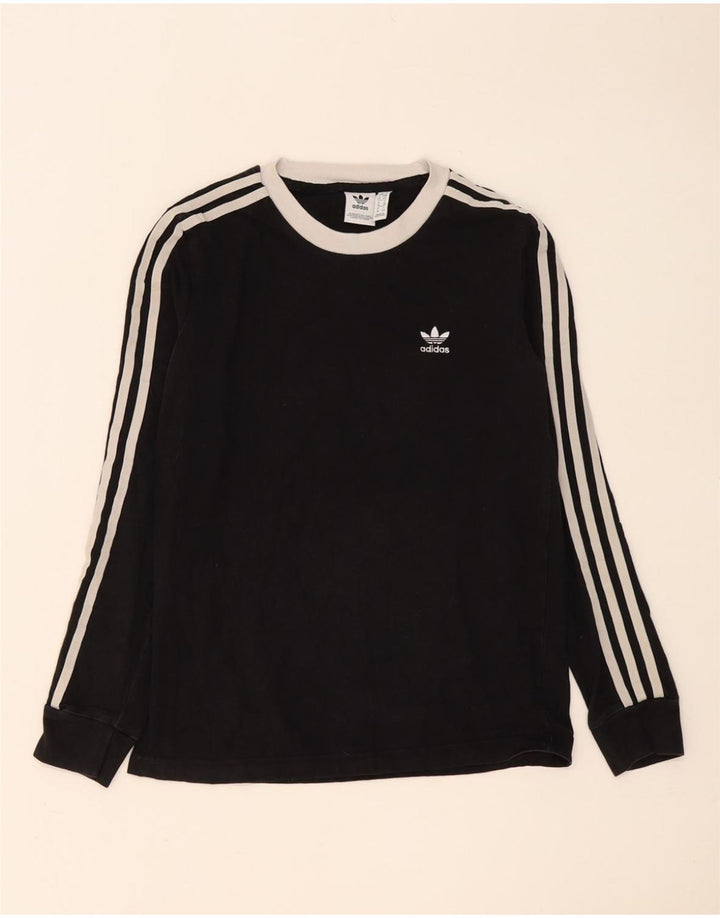 Adidas Womens Top Long Sleeve UK 10 Small Black Cotton