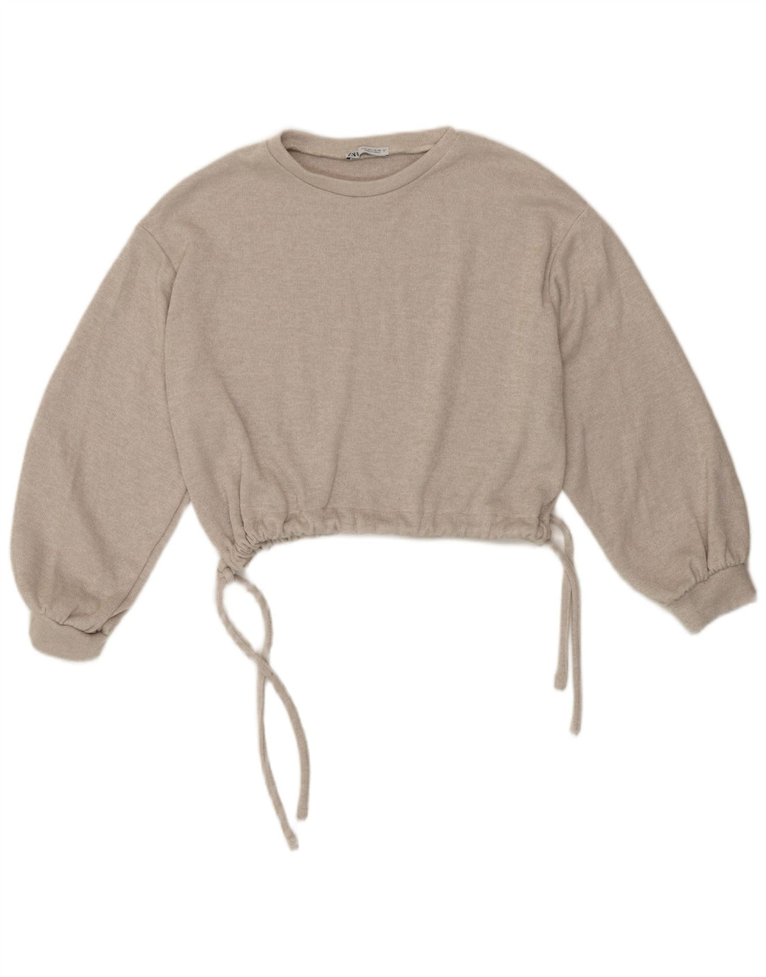 Zara Womens Crop Bluse Top UK 16 Large Grey Flecked Polyester