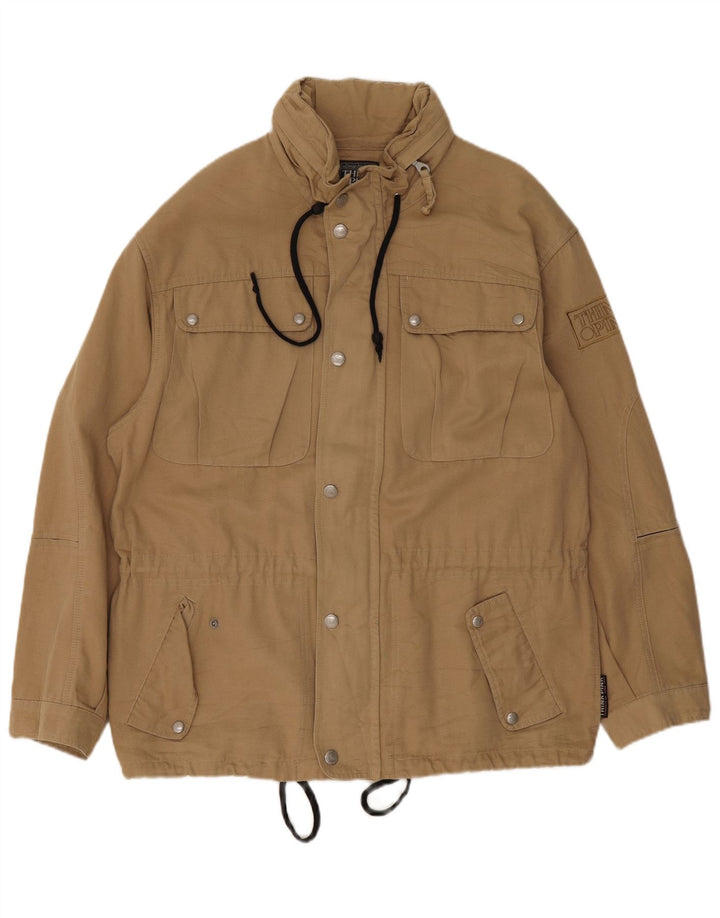 Think Pink Mens Hooded Utility Jacket IT 52 XL Beige Cotton