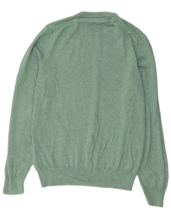 Marks & Spencer Mens Crew Neck Jumper Sweater Medium Green Cotton