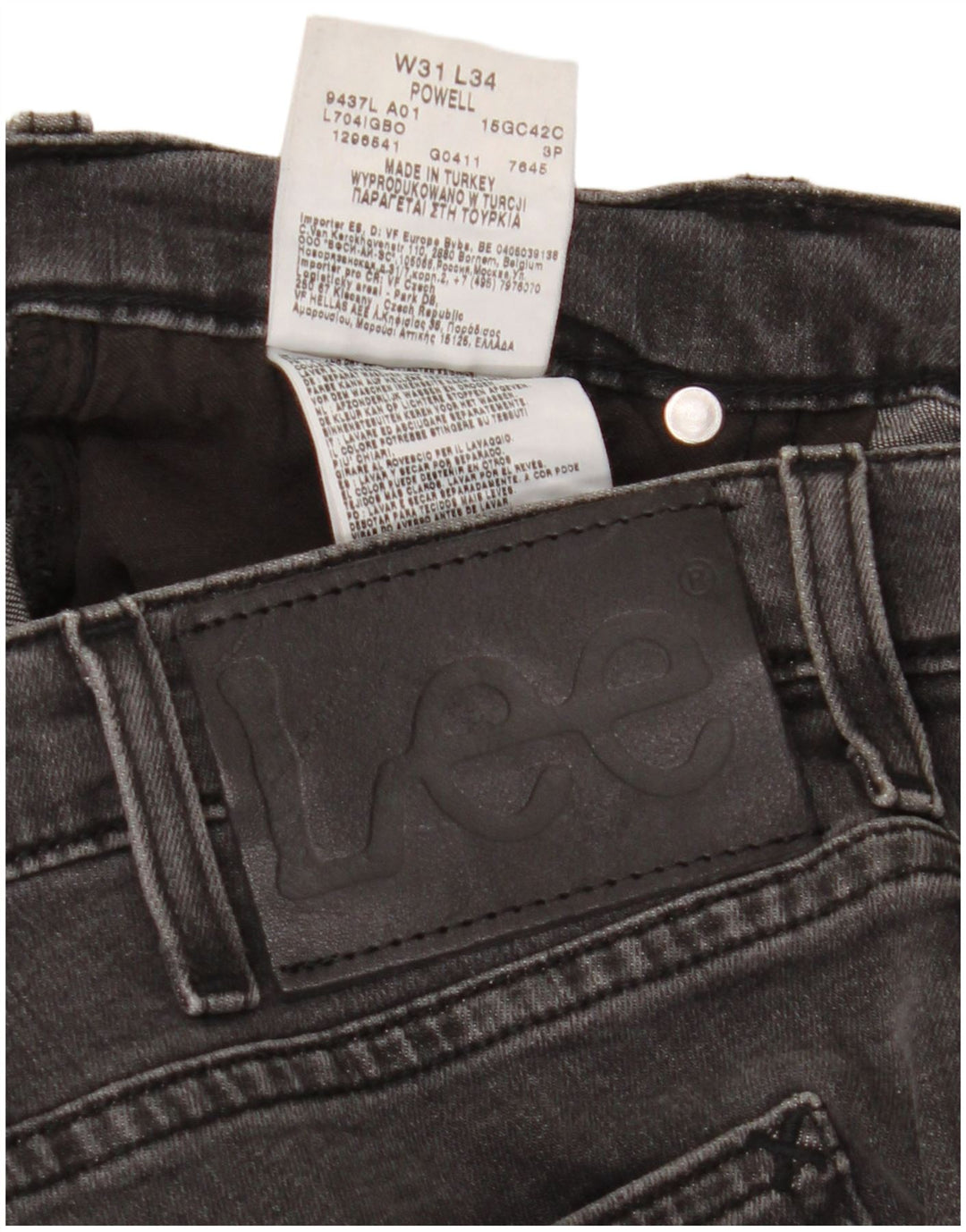 Lee Dame Powell Slim Jeans W31 L30 Grå Bomuld