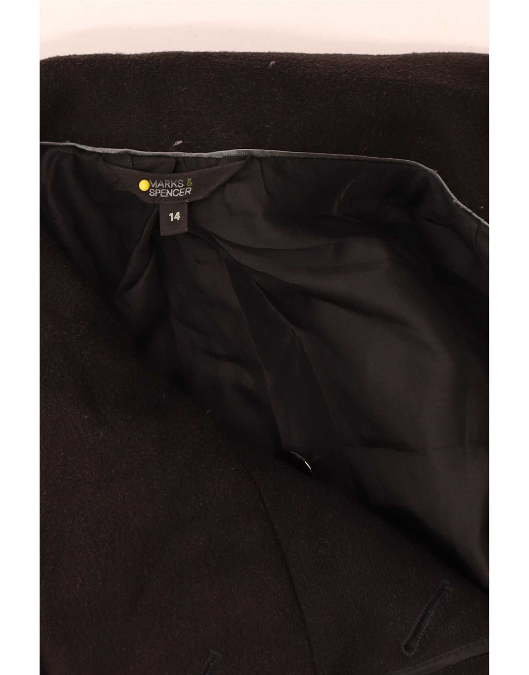 Marks & Spencer Womens Overcoat UK 14 Medium Black Polyester