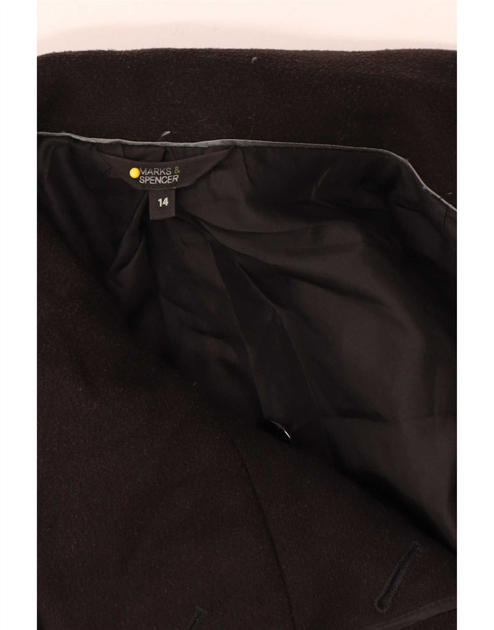 Marks & Spencer Womens Overcoat UK 14 Medium Black Polyester
