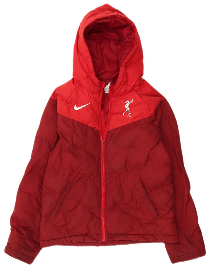 Nike drenge hættepolstret jakke 12-13 år stor rød farveblok polyester