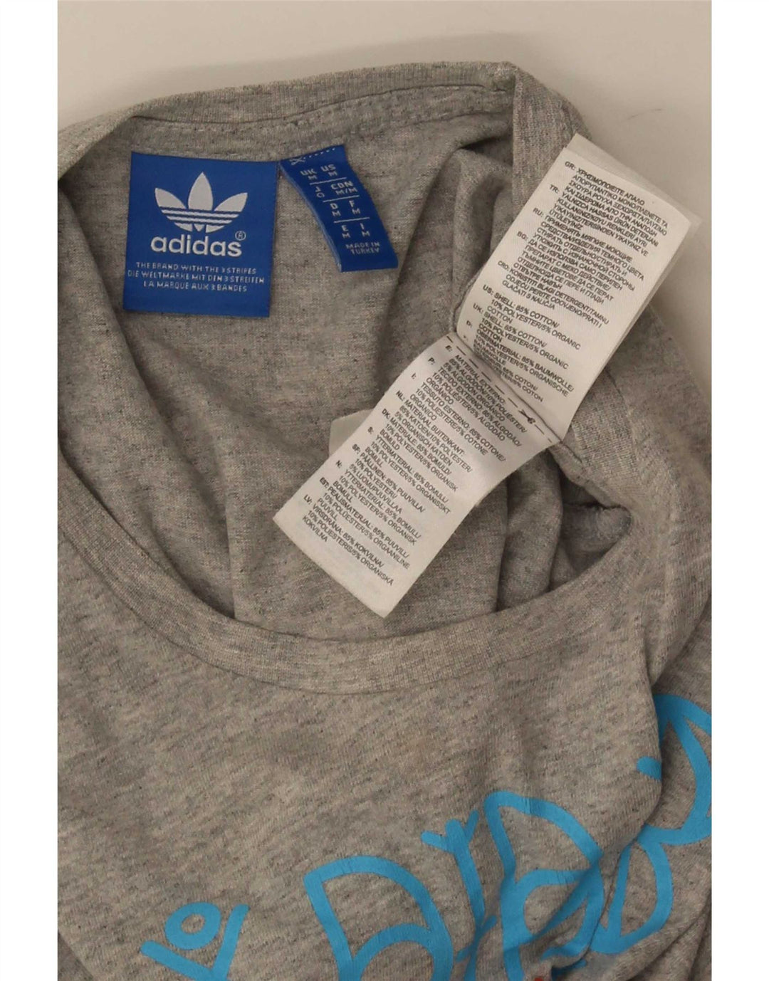 Adidas T-Shirt Graphique Homme Gris Moyen Coton