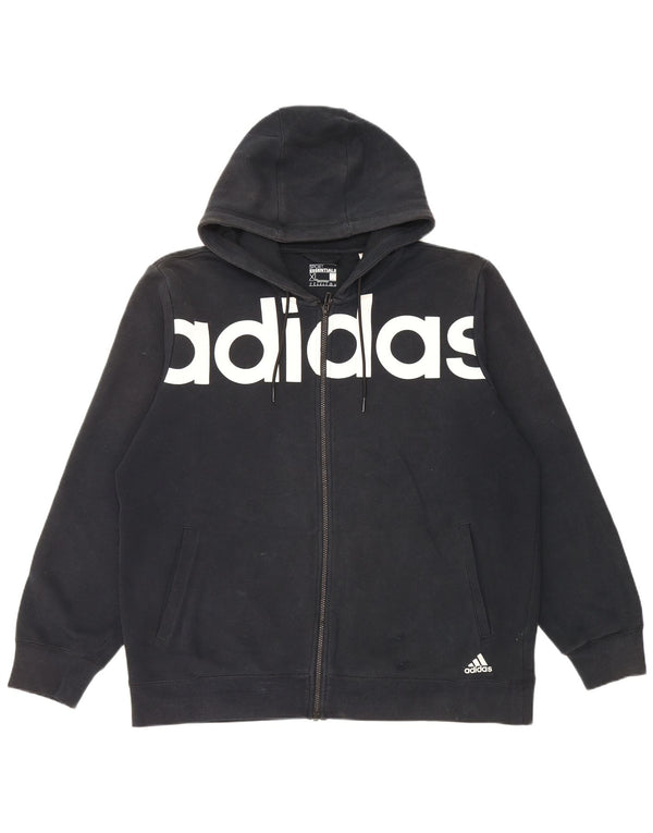 Adidas Mens Graphic Zip Hoodie Sweater XL Black Cotton