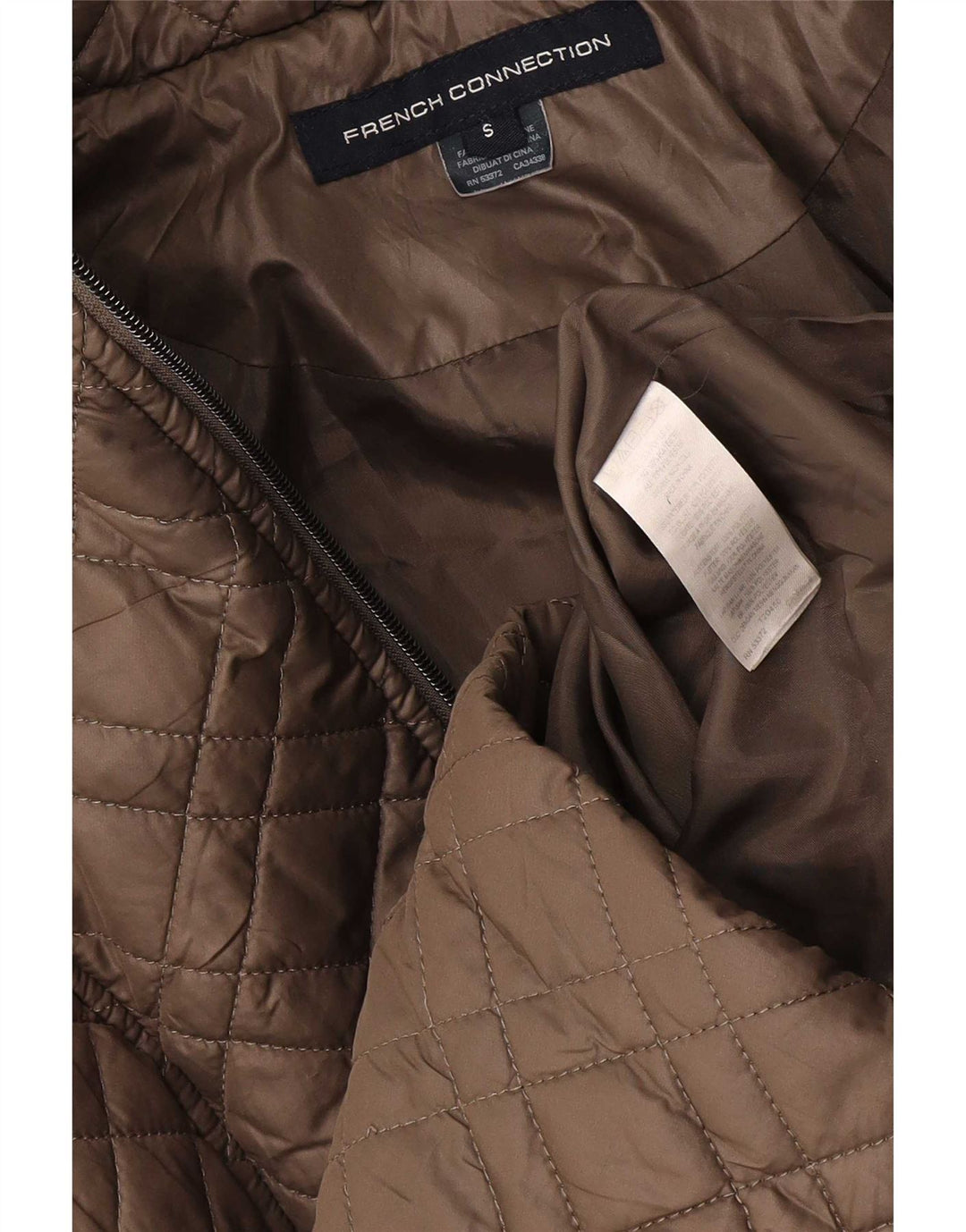 French Connection Womens Hooded Quilted Padded Coat UK 10 Small Brown