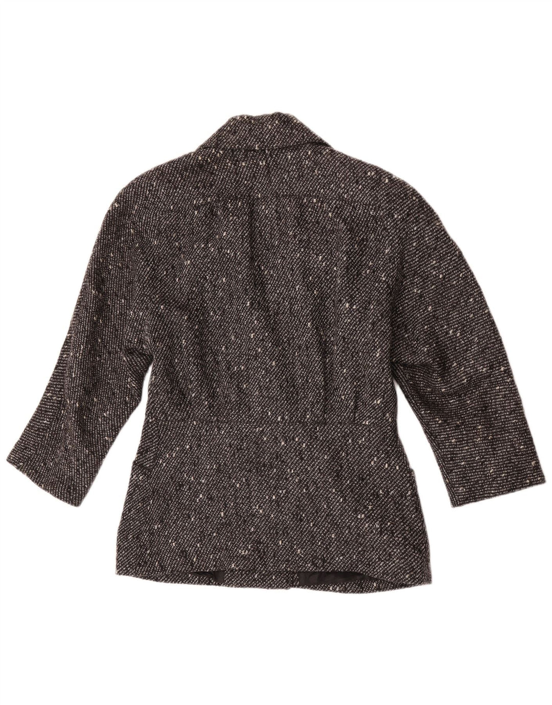 Vintage dobbeltradet blazerjakke til kvinder EU 42 Large Black Flecked Wool