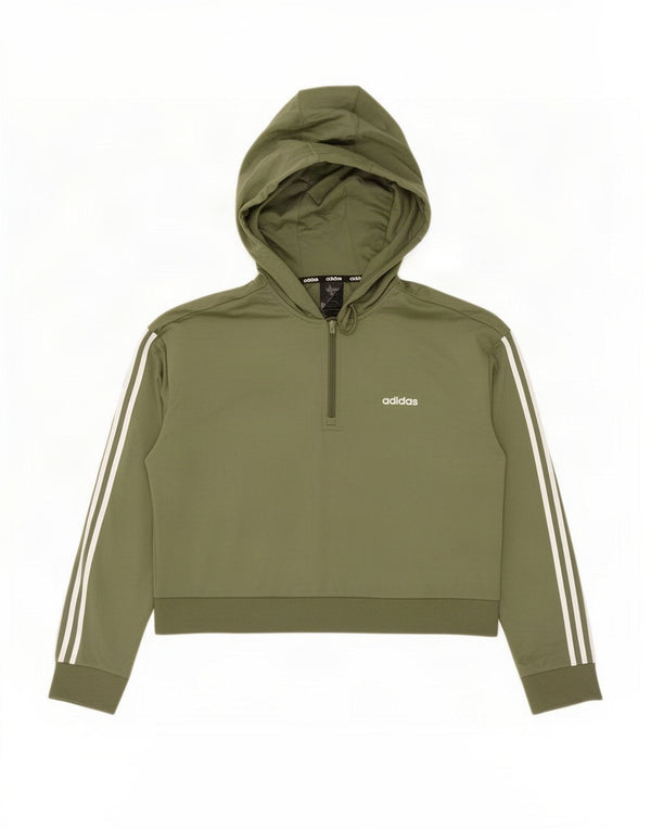 Maglione con cappuccio e zip sul collo corto oversize da donna Adidas UK 8/10 Small Cachi