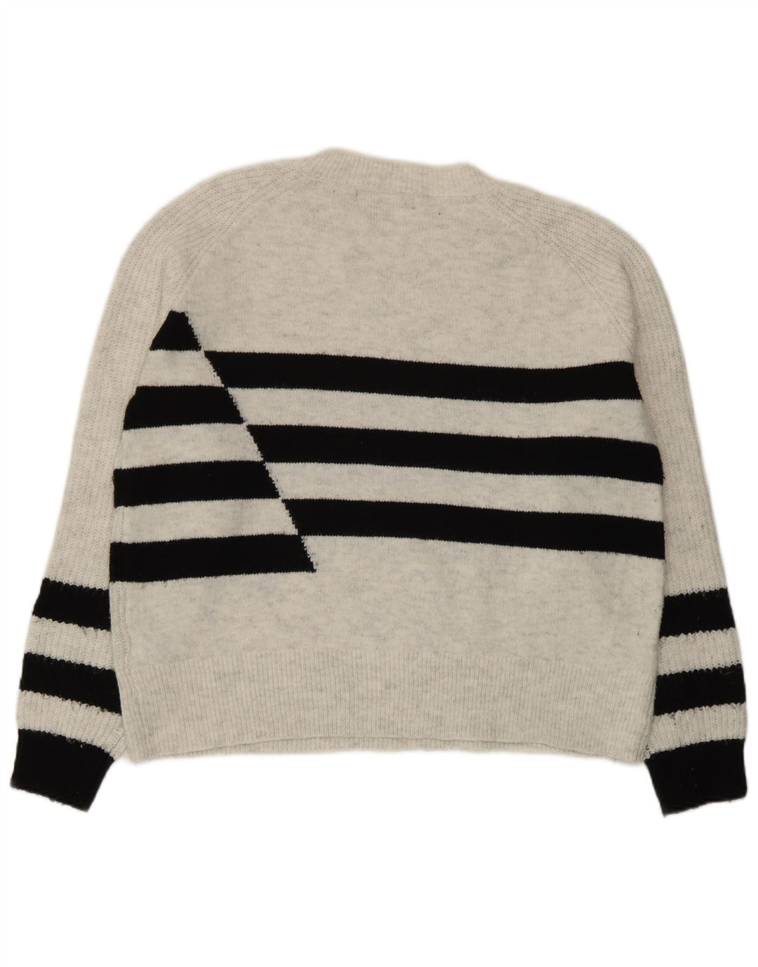 Marks & Spencer Womens Crew Neck Jumper Sweater UK 14 Medium Grey Striped
