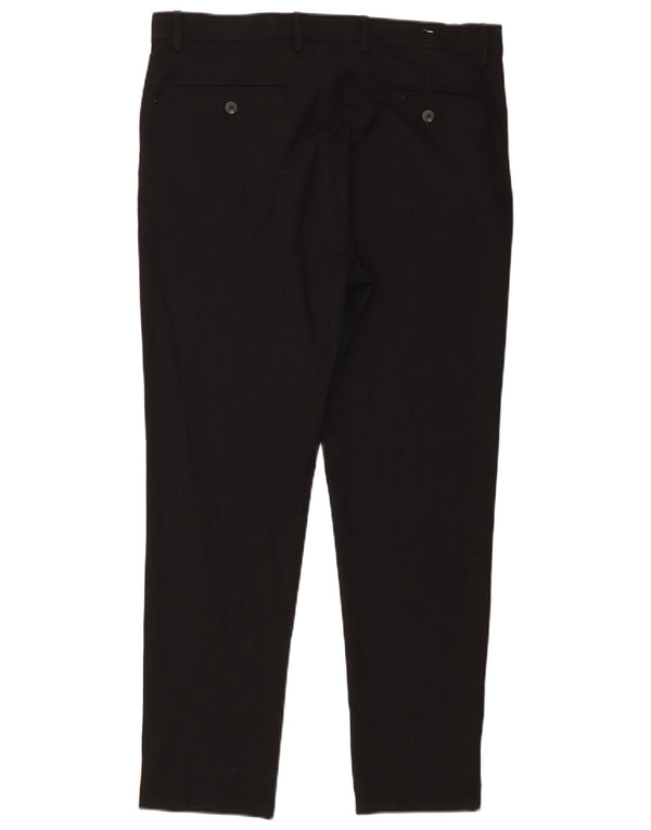 Zara Mens Slim Chino Trousers EU 42 Large W32 L28 Black Polyester