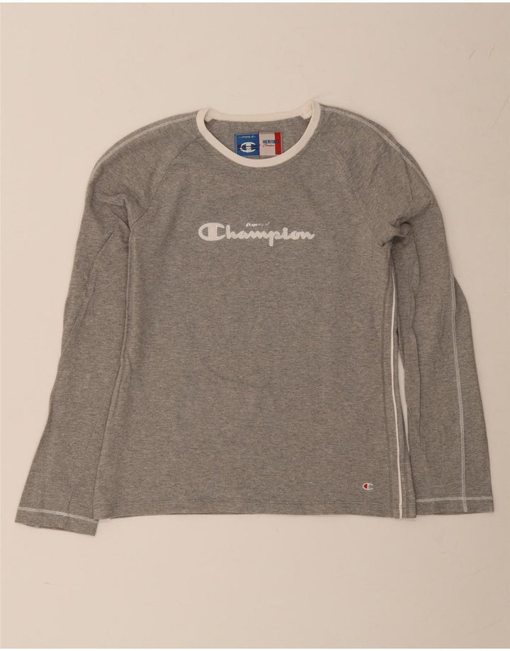 Champion Womens Heritage Classics Graphic Top Long Sleeve UK 14 Large Grey