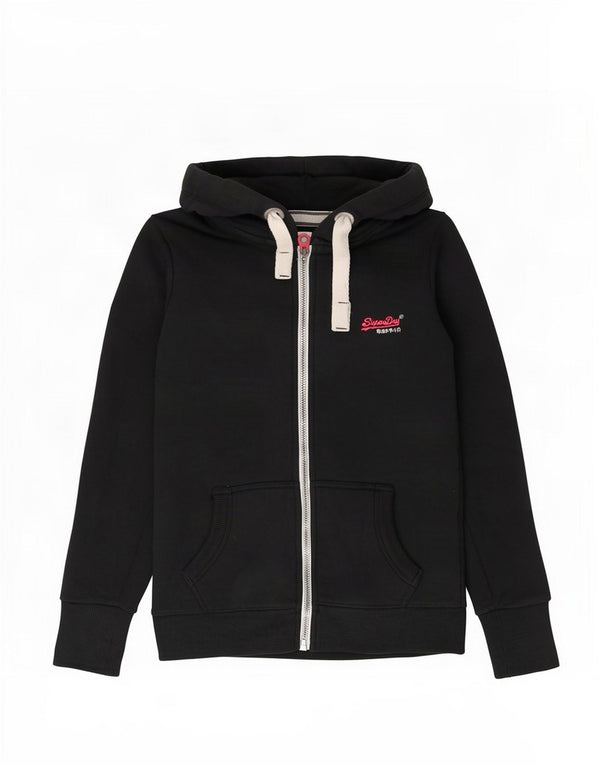 Superdry Pull à capuche zippé pour femme UK 10 Small Noir Coton