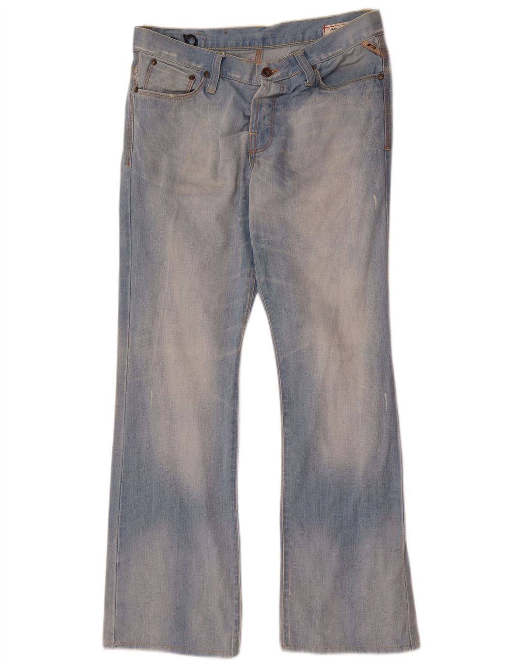 Jack & Jones Mens Distressed Bootcut Jeans W33 L32 Blue Cotton