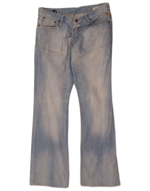 Jack & Jones Mens Distressed Bootcut Jeans W33 L32 Blue Cotton