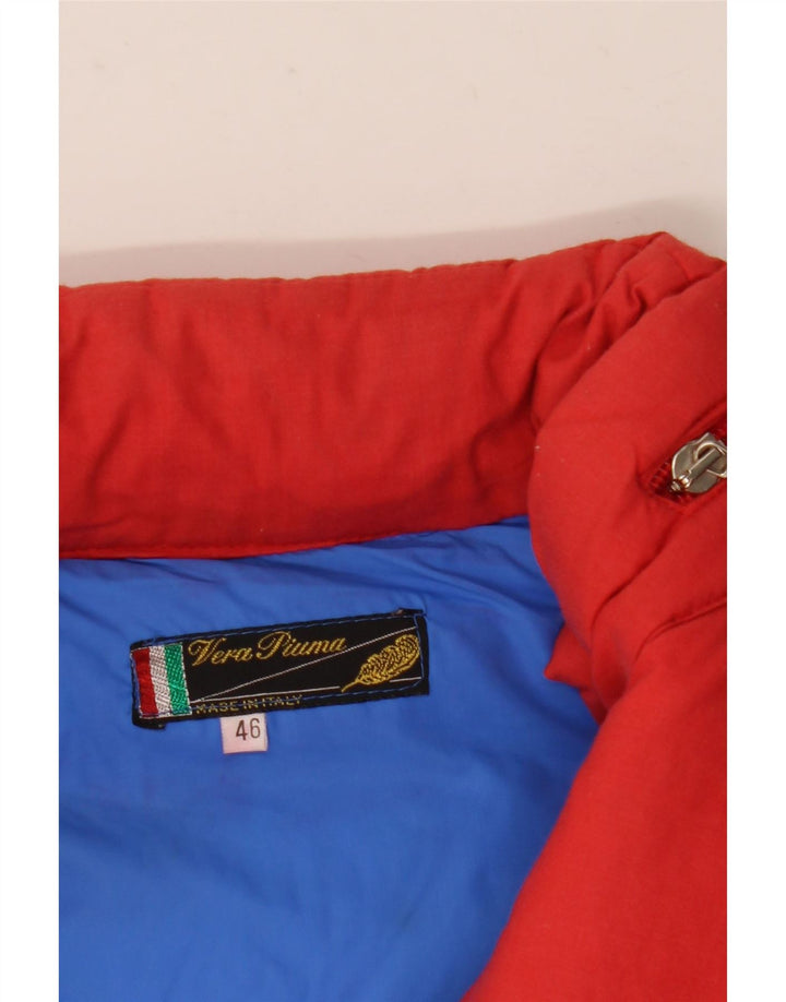 Vintage herre hætte polstret jakke IT 46 Lille rød Colourblock Polyester