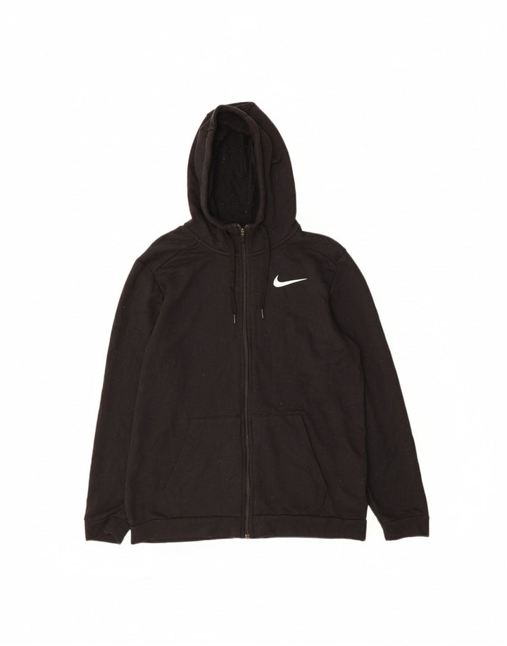 NIKE Mens Zip Hoodie Sweater Medium Black Polyester