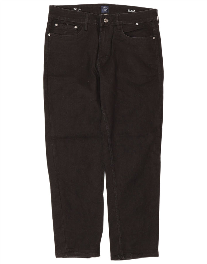 Nautica Mens Bootcut Jeans W34 L30 Black Cotton
