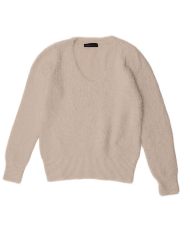 Marks & Spencer Damen-Pullover mit V-Ausschnitt, Gr. 12, Mittel, gebrochenes Weiß