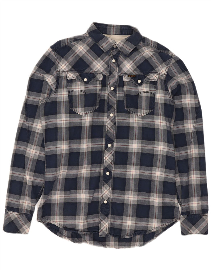 G-Star Chemise Western Homme Bleu Moyen Carreaux Coton