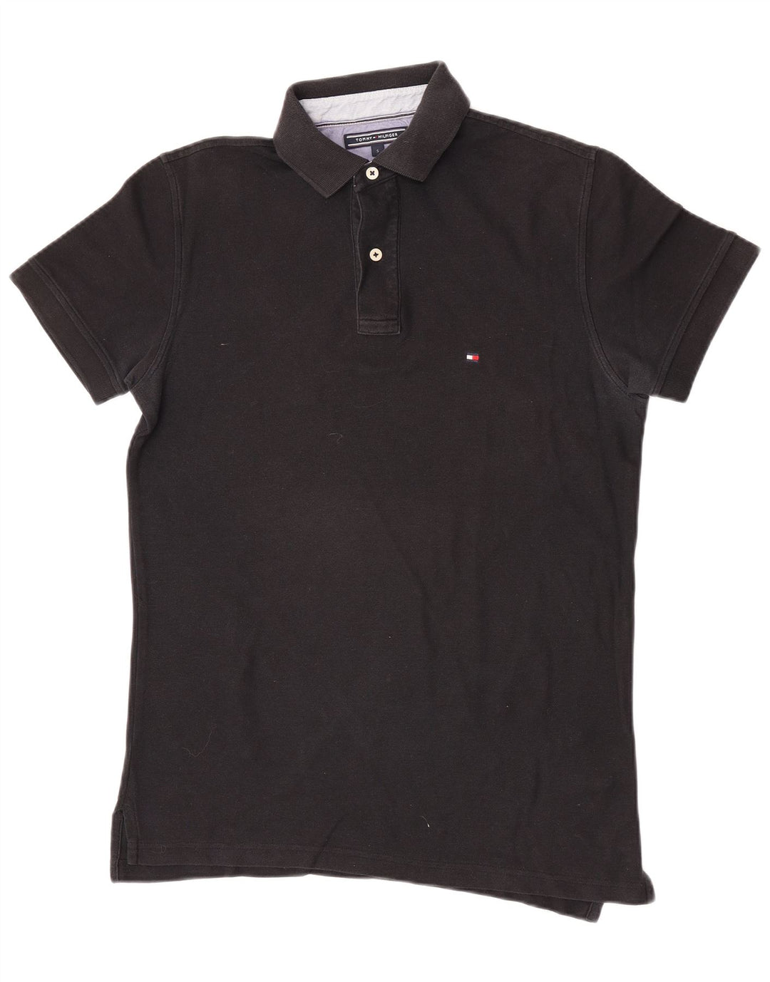 Tommy Hilfiger Mens Regular Fit Polo Shirt Small Black Cotton