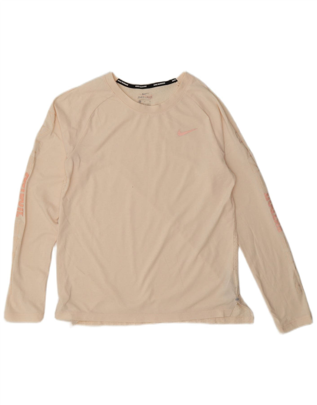 Top grafic Nike Dri Fit pentru femei cu mânecă lungă UK 10 Poliester alb mic