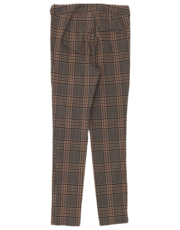 Spodnie damskie Zara Slim Chino XS W24 L26 Brązowa wiskoza w kratę