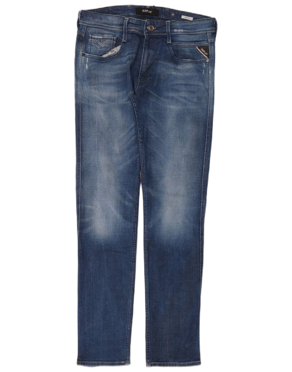 Replay Jeans Slim Masculino W32 L32 Azul Algodão