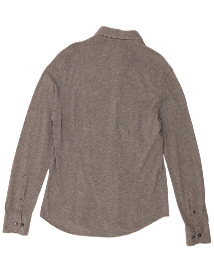 Camisa masculina Massimo Dutti cinza médio manchado