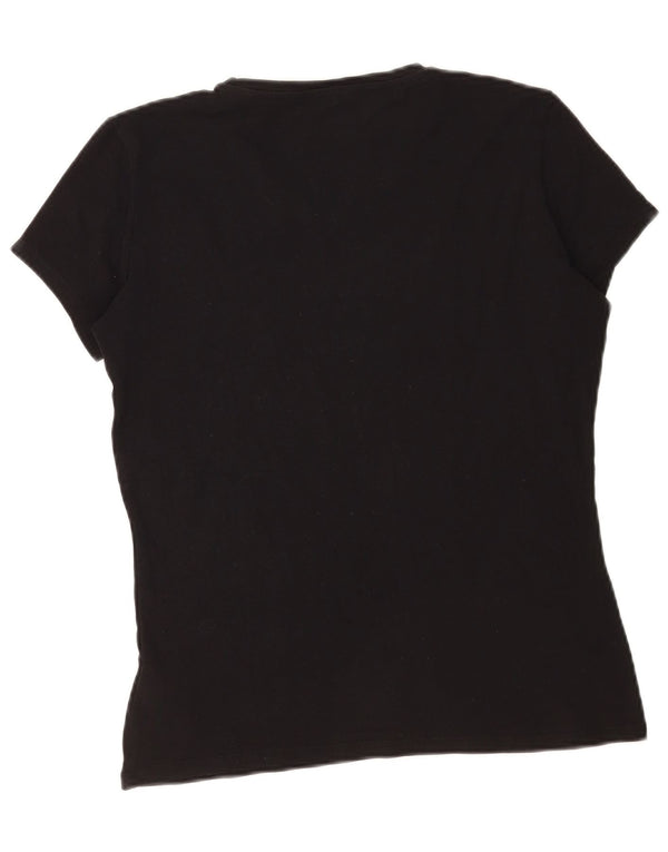 Guess Grafisk T-shirt top til kvinder UK 16 Stor sort bomuld
