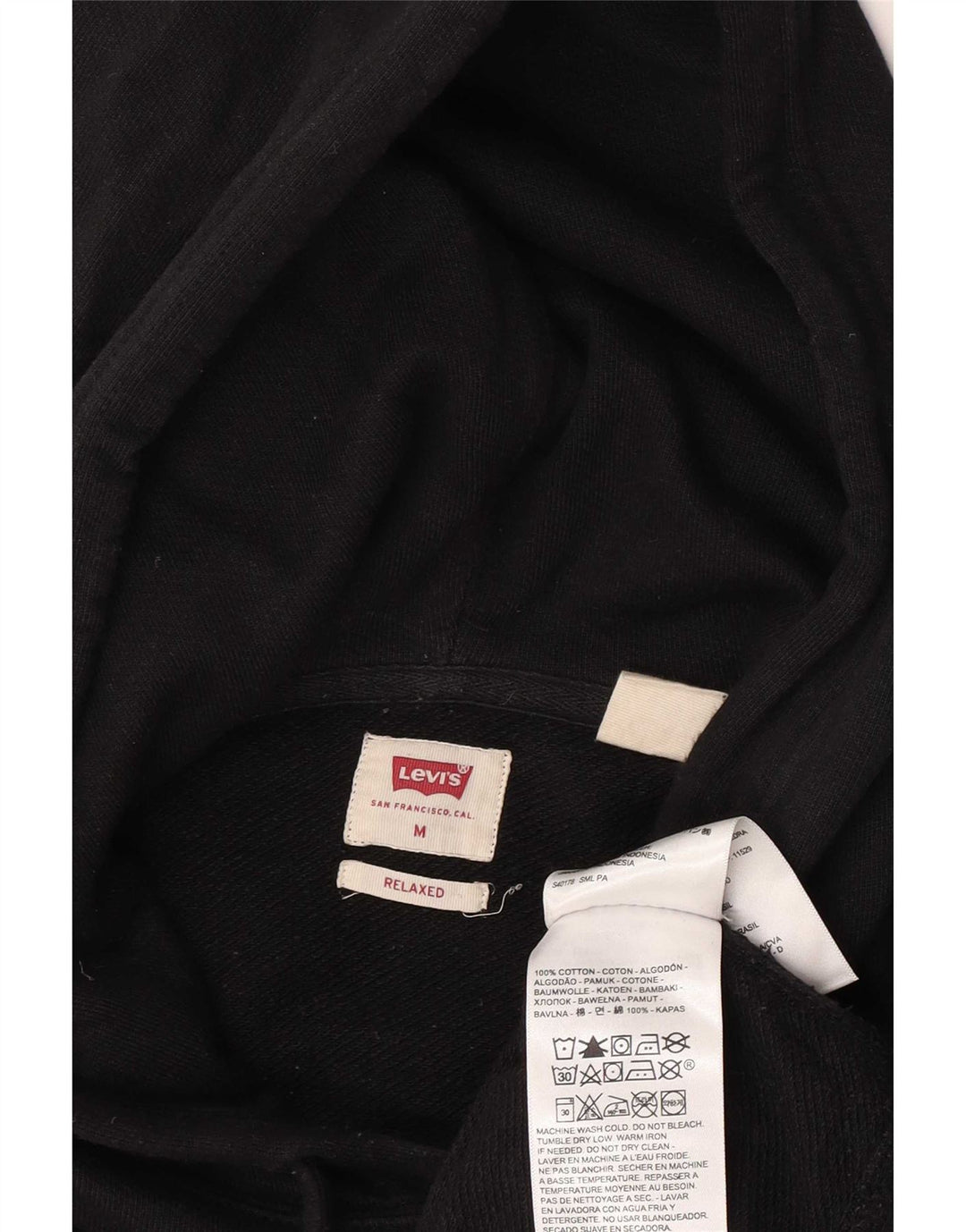 Levi's Mens Graphic Relaxed Fit Hoodie Jumper Medium Black Cotton