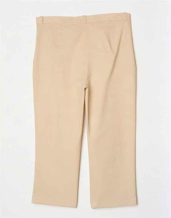 Zara Womens Cropped Trousers XL W32 L24 Off White Lyocell