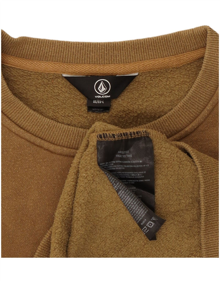 Volcom Mens Graphic Sweatshirt Jumper Large Khaki Cotton