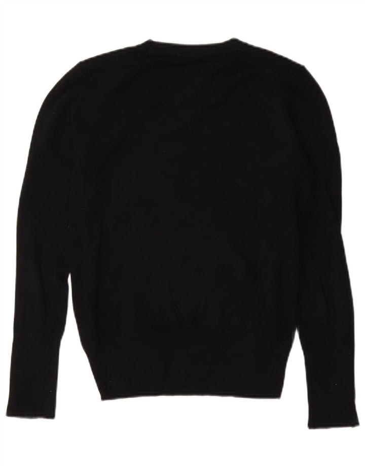 Zara Womens Crew Neck Jumper Sweater UK 14 Medium Black Viscose