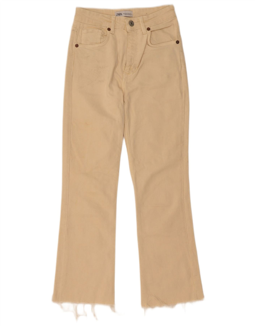 Zara Damen Bootcut Jeans EU 34 2XS W24 L27 Beige