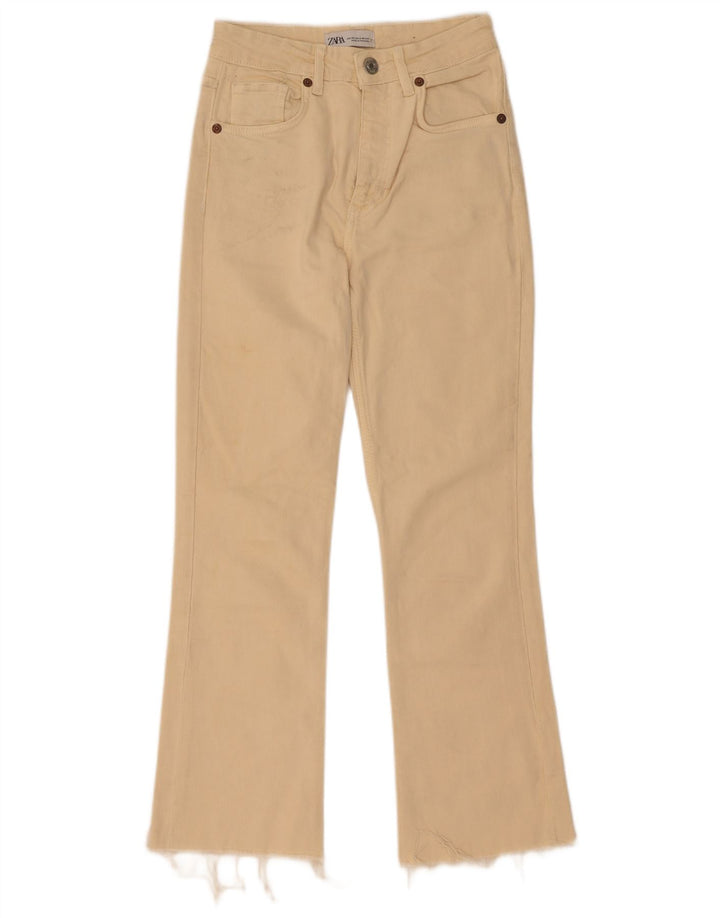 Zara Damen Bootcut Jeans EU 34 2XS W24 L27 Beige
