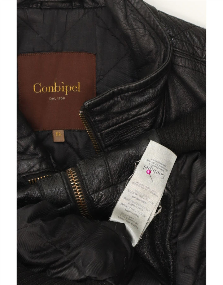 CONBIPEL Mens Leather Jacket IT 56 XL Black Leather