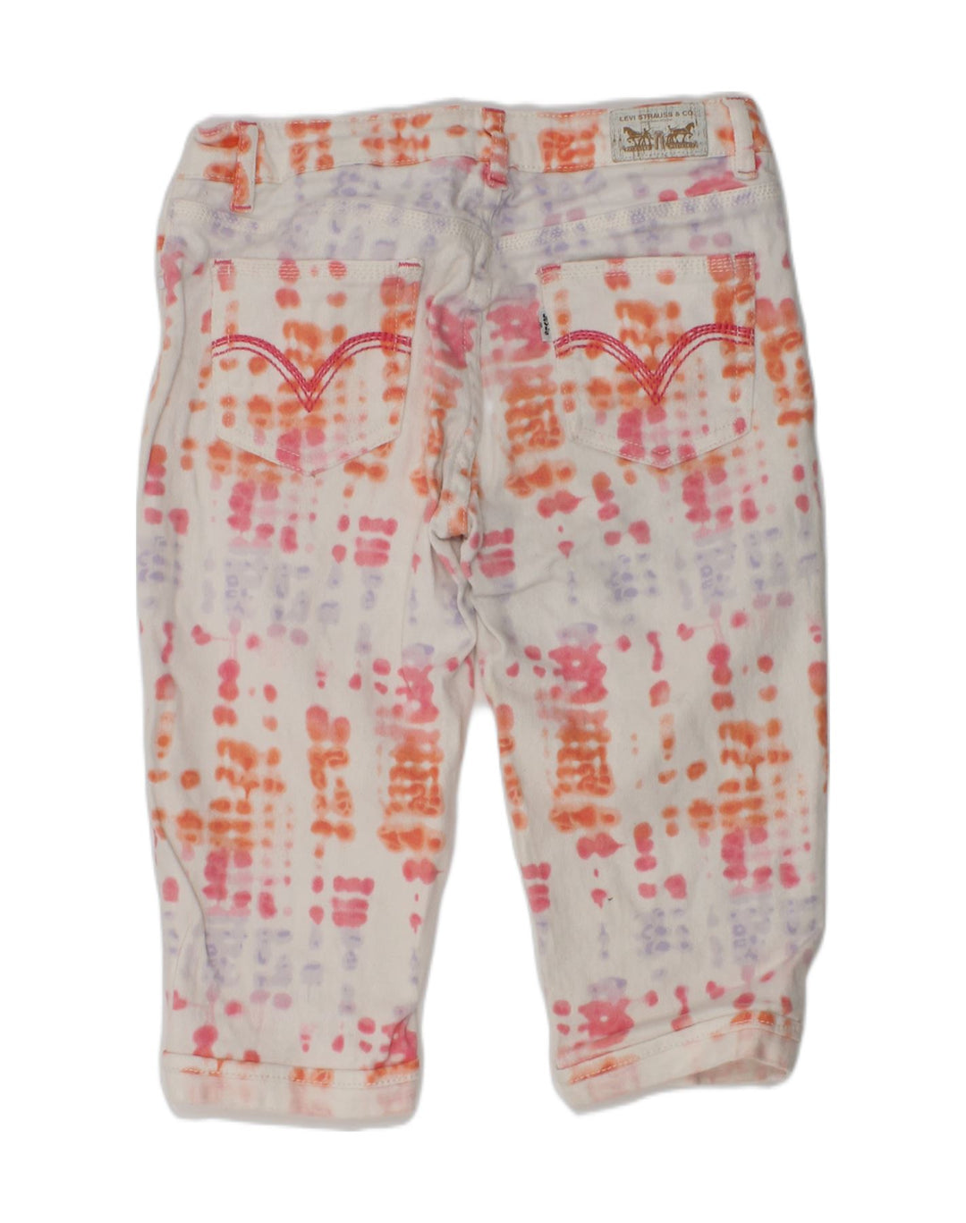 LEVI'S Girls Capri Trousers 9-10 Years W25 L13 Multicoloured Tie Dye Ramie | Vintage Levi's | Thrift | Second-Hand Levi's | Used Clothing | Messina Hembry 