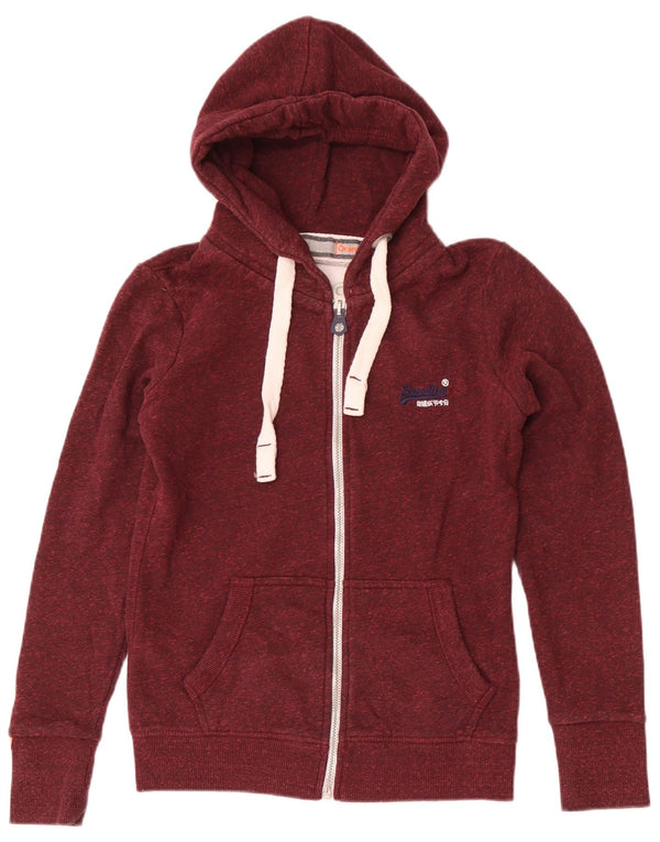Женский свитер с капюшоном на молнии Superdry UK 10, маленький бордовый полиэстер с крапинками