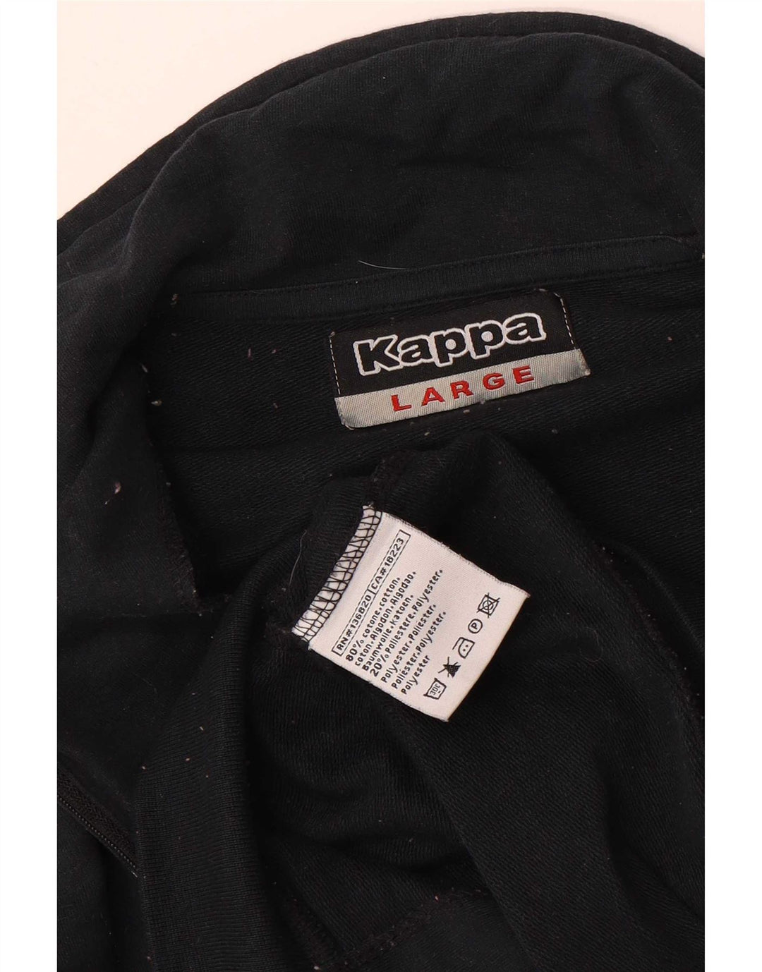 Kappa Womens Graphic Tracksuit Top Jacket UK 14 Large Black Cotton