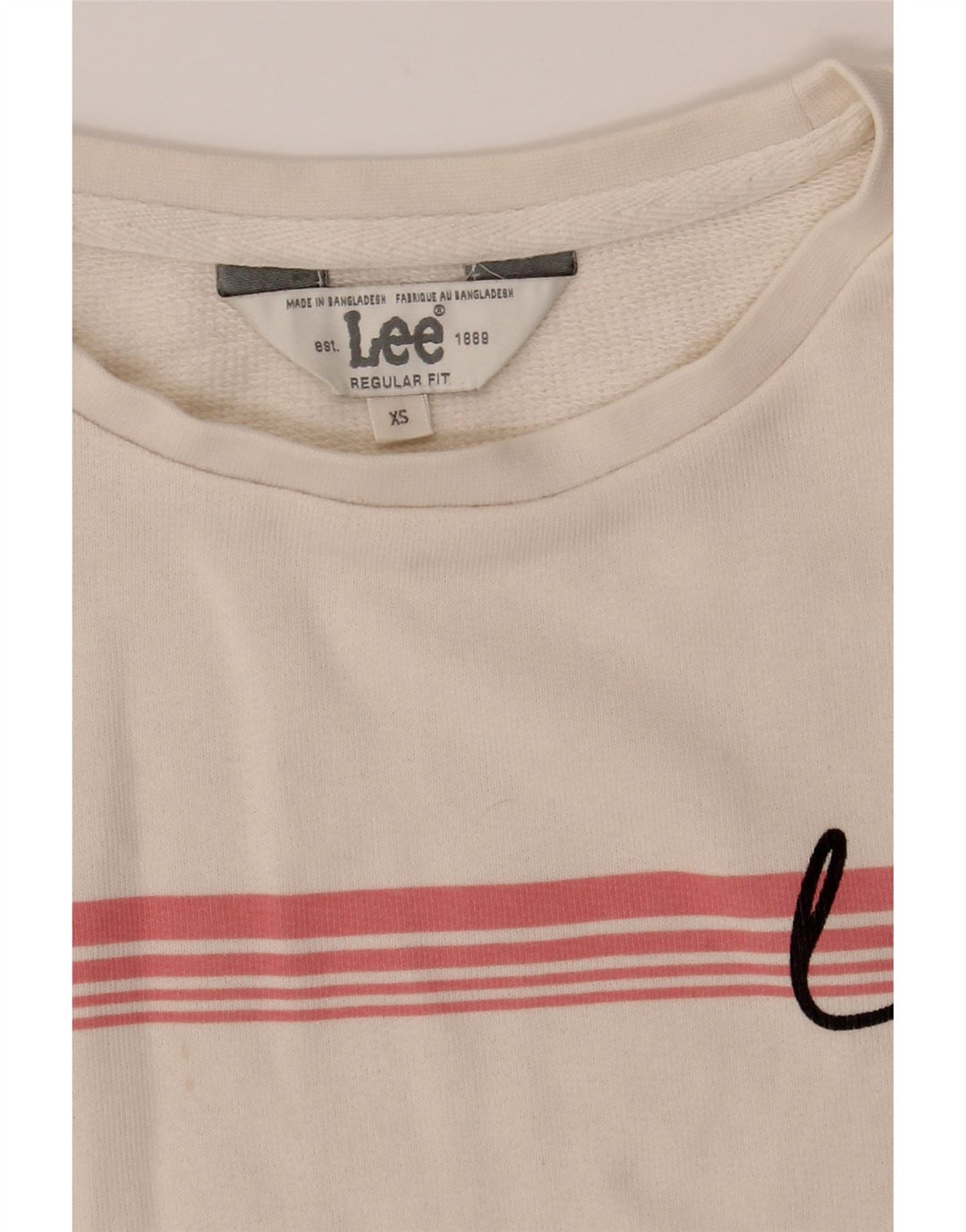 LEE Mens Regular Fit Sweatshirt Jumper XS Off White Striped Cotton Vintage Lee and Second-Hand Lee from Messina Hembry 