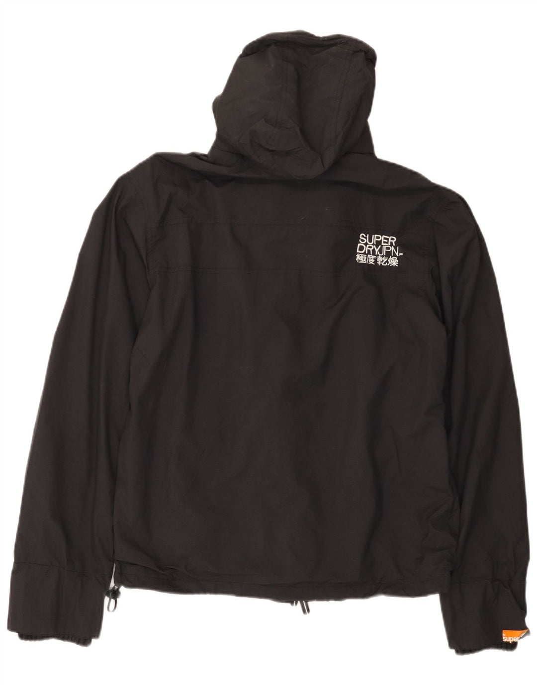 Superdry Mens Hooded Rain Jacket UK 40 Large Black Nylon