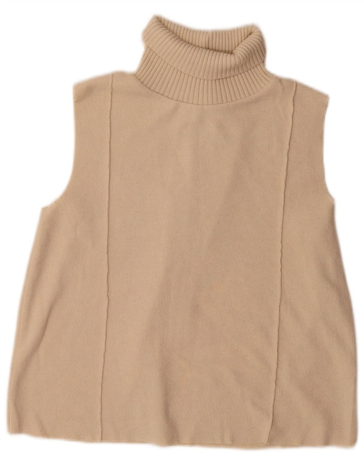 Zara Womens Vest Tank Top UK 10 Small Beige Polyester