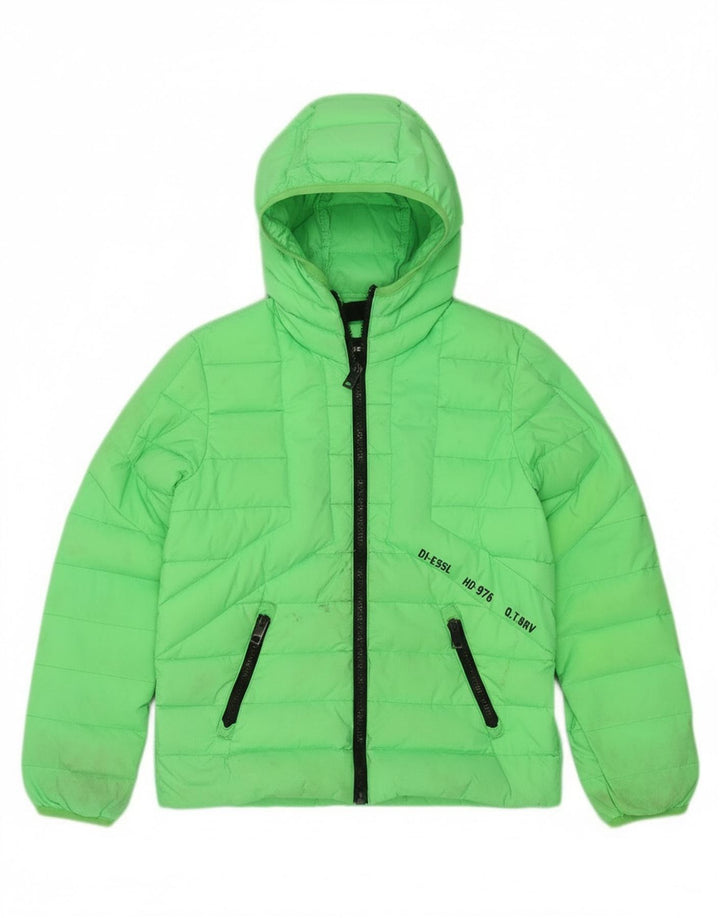 Diesel Boys Hooded Padded Jacket 10-11 Years Green Nylon