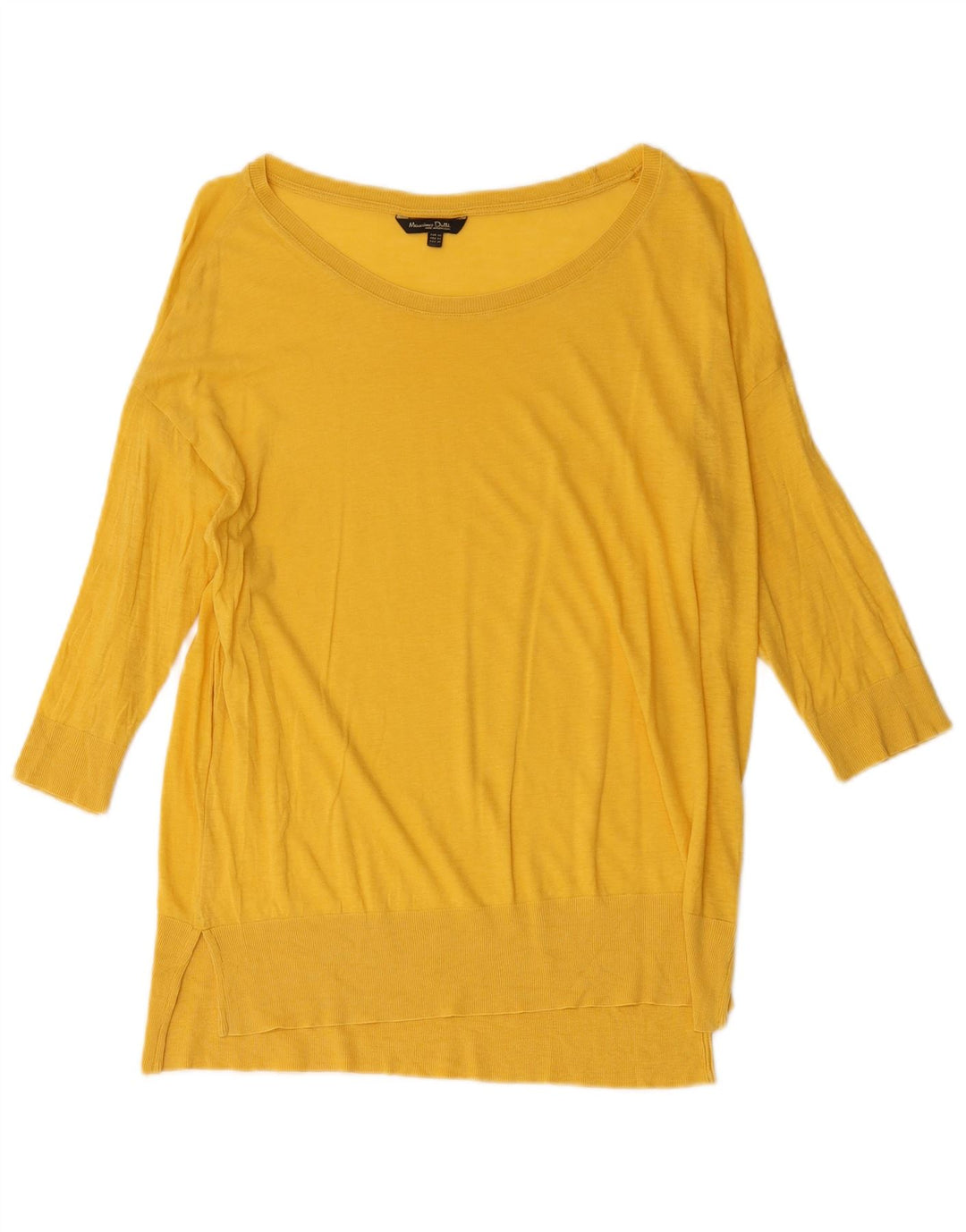 Massimo Dutti Womens Top 3/4 Sleeve UK 18 XL Yellow