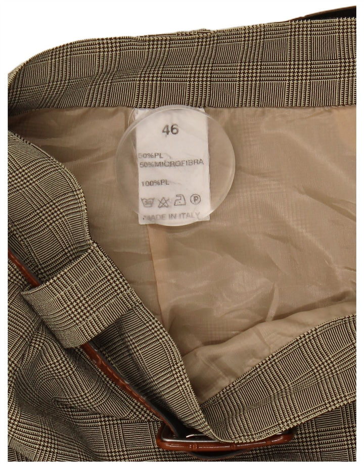 Vintage Womens A-Line Skirt IT 46 Large W28 Khaki Check Polyester