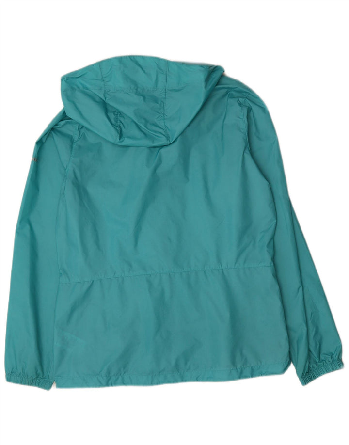 COLUMBIA Womens Hooded Rain Jacket UK 14 Medium Turquoise Nylon