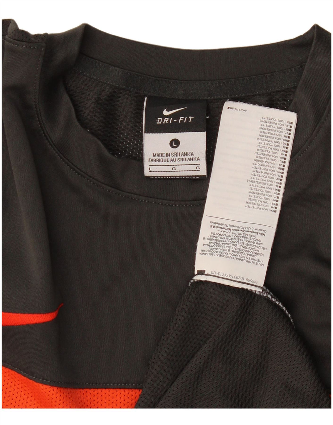 Nike Herre Dri Fit T-Shirt Top Stor Grå Colourblock Polyester