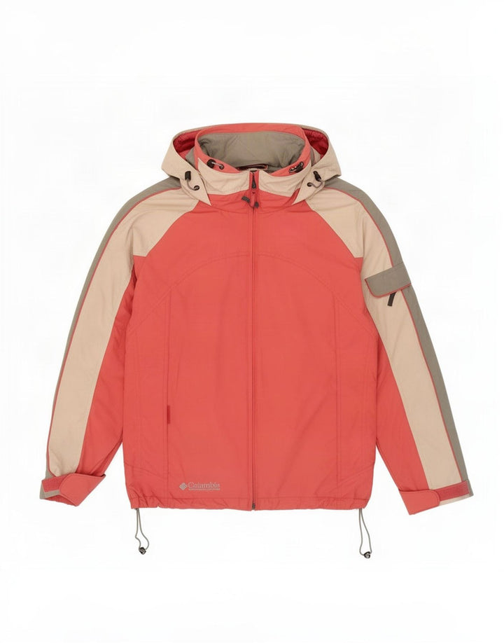Columbia Womens Hooded Ski Jacket UK 14 Medium Red Colourblock Polyamide